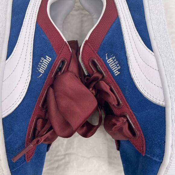 PUMA NEW Suede Heart Satin Lapis Blue, Urban Red sneakers with x wide ribbon - Picture 5 of 9